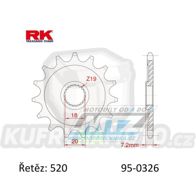 Kolečko řetězové (pastorek) 0326-14zubů RK - Honda CR125R / 87-03
