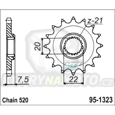 Kolečko řetězové (pastorek) 1323-14zubů MTZ - Honda CR125 / 04-07 + CRF250R / 04-17 + CRF250X / 04-17