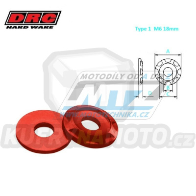 Podložka Alu ¤6 - DRC Aluminum Spacer Type01 (M6 18mm) - DRC D58-57-121 - červená