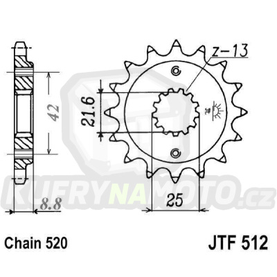 Řetězové kolečko JT JTF 512-17RB 17 zubů, 520 pogumované
