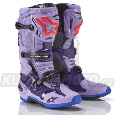 boty TECH 10 limitovaná edice LASER, ALPINESTARS (fialová/červená/modrá)