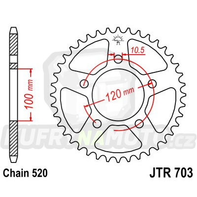 Řetězová rozeta JT JTR 703-44 44 zubů, 520