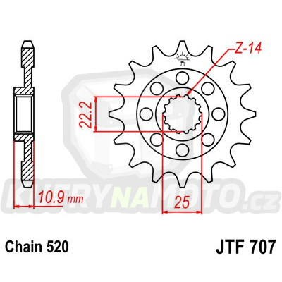 Řetězové kolečko JT JTF 707-14 14 zubů, 520
