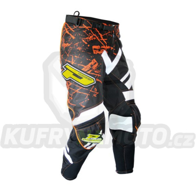 Kalhoty motokros dětské PROGRIP 6009 - oranžovo-černo-bílé - velikost 28