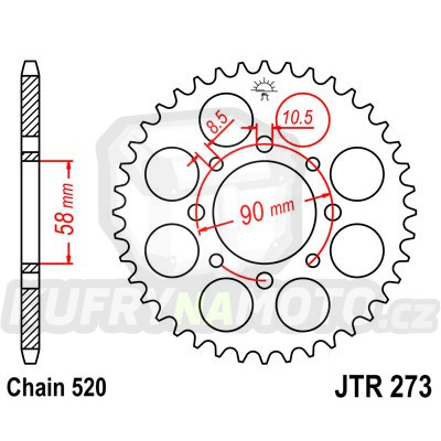Řetězová rozeta JT JTR 273-45 45 zubů, 520