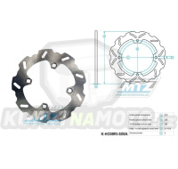 Kotouč brzdový (220/105/4D) - zubatý desing WAVE - Honda CBR125+CBR250 + CBR600+CBR900+CBR1000 + VTR250+VTR1000 + CB250F+CB400+CB600F Hornet+CRF250+XR650L+NSS250+FES250+TRX400 + Triumph 600+650+675+955 Daytona+600 Speed Four+675+900+955+1050 Speed Tr