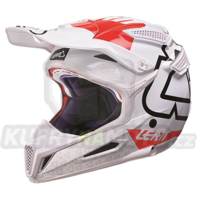 LEATT přilba CROSS GPX 5.5 MODEL V15 COMPOSITE WHITE/RED barva bílá/červená kompozitová velikost M