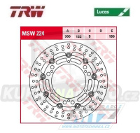 Kotouč brzdový plovoucí TRW MSW224 (300/132/6D) - kulatý design - Yamaha DT125X+WR125X+WR250X+SR400+XJ600N + XT660+TDM900+BT1100+FJR1300+FZS1000 Fazer+VMX1200 + YZF R6+YZF R1+YZF1000 +XJR1300+XV+XVS + Hyosung