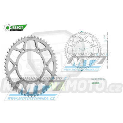 Rozeta řetězová (převodník) Dural 0251-51zubů ESJOT 51-32001-51 - barva stříbrná - Yamaha YZ125+YZ250 + YZF250+YZF400+YZF426+YZF450+YZF450X + WRF250+WRF400+WRF426+WRF450 + TTR230 + Honda XR250+XR350+XR500 + XL250+XL400+XL500