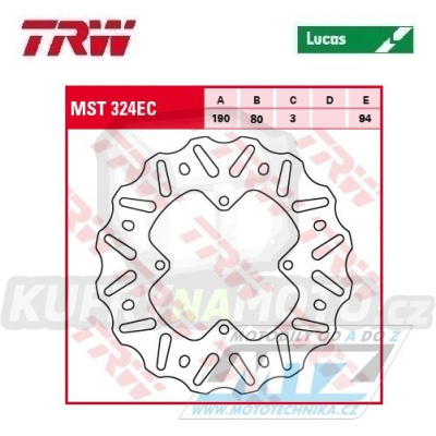 Kotouč brzdový TRW MST324EC (190/80/4D) - Honda CR80 / 92-02 + CR85 / 03-07 + CRF150R / 07-24