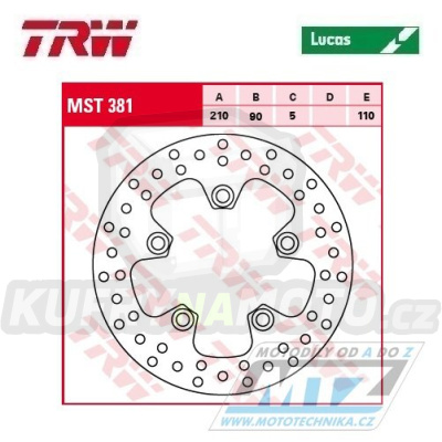 Kotouč brzdový TRW MST381 (210/90/5D) - Suzuki AN400Burgman / 07-20 + LT500R Quadracer