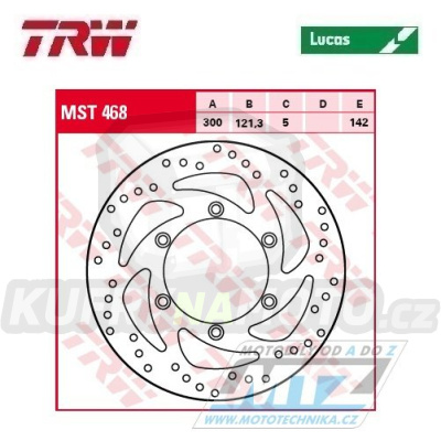 Kotouč brzdový TRW MST468 (300/121,3/6D) - Suzuki XF650Freewind / 97-02 + VL800Intruder / 05-17 + VL800Volusia / 01-05