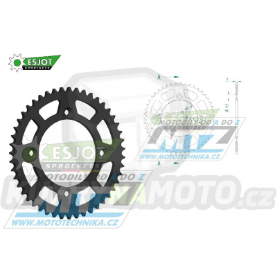 Rozeta řetězová (převodník) Dural 0798-46zubů ESJOT 51-15026-46BP - barva černá elox - Suzuki RM80 / 83-01 + RM85 / 02-20 + Yamaha YZ80 / 93-01 + YZ85 / 02-20 + Beta RR125 / 06-12