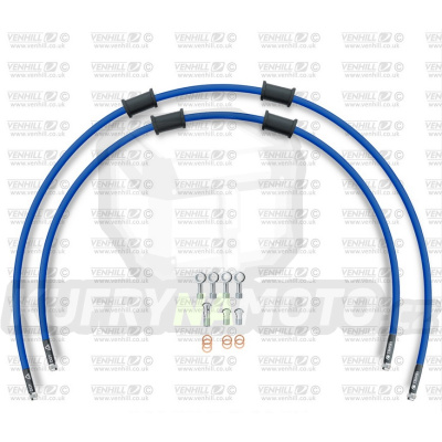 STANDARD Hadice přední brzdy sada Venhill POWERHOSEPLUS GUZ-5001F-SB (2 hadice v sadě) modré hadice, chromové koncovky