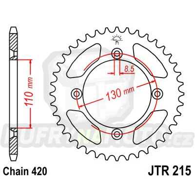 Řetězová rozeta JT JTR 215-49 49 zubů, 420