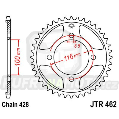 Řetězová rozeta JT JTR 462-51 51 zubů, 428