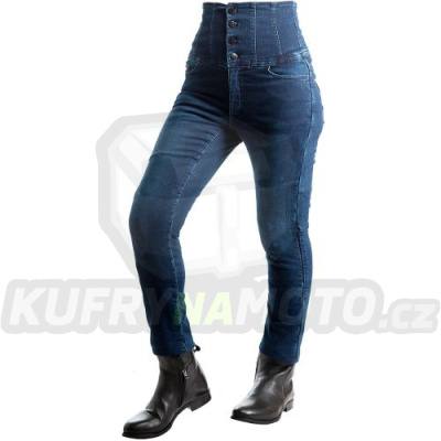 Dámské kevlarové moto kalhoty OVERLAP EVY DARK BLUE JEANS modré