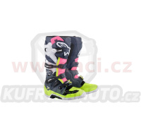 boty TECH 7, ALPINESTARS (černá/modrá/růžová/žlutá fluo)