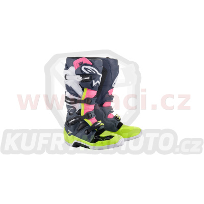 boty TECH 7, ALPINESTARS (černá/modrá/růžová/žlutá fluo)