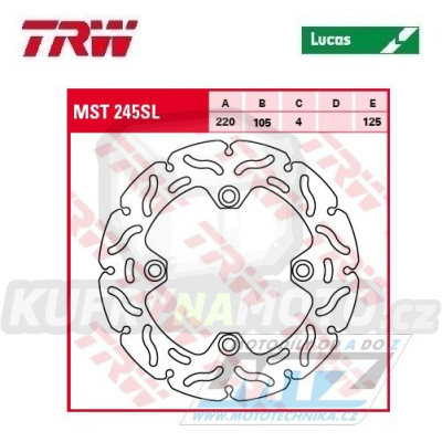 Kotouč brzdový TRW MST245SL (220/105/4D) - Honda FES+CBR+XL125V Varadero + SL+CRF+CRM+CB250F+VTR + XR+CB400F+TRX+CB + Triumph Daytona+SpeedFour+ TT600+StreetTriple