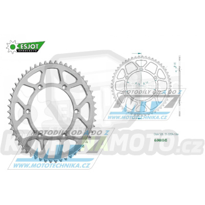 Rozeta řetězová (převodník) Dural 0460-53zubů ESJOT 51-32024-53 - barva stříbrná - Kawasaki KX125+KX250+KX500 +KXF250+KXF450+KDX175+KDX200+KDX220R+KDX250+KLX250R+KLX250 D-Tracker +KLX250+KLX250SF+KLX300+KLX450R+KLX650R + Suzuki RM-Z250
