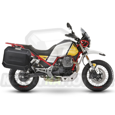 Kompletní sada bočních černých hliníkových kufrů SHAD TERRA BLACK 36L/47L , včetně montážní sady SHAD MOTO GUZZI V 85 TT