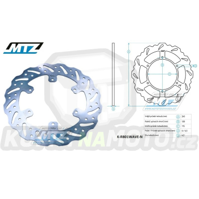 Kotouč brzdový MTZ nerezový - zubatý desing Wave - TM EN125 / 01-04+MX125 / 01-04 + EN250 / 01-04+MX250 / 01-04+EN250F / 01-04+MX250F / 01-04 + EN300 / 01-04+MX300 / 01-04 + EN400F / 01-04 + MX450F / 03-04 + EN530F / 03-04 + MX530F / 02-04
