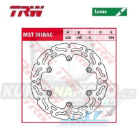 Kotouč brzdový TRW MST341RAC (220/118/6D) - zubatý desing - Suzuki RM125 / 88-98 + RM250 / 87-98 + RMX250 + DRZ400S / 00-20 + DRZ400E / 00-07
