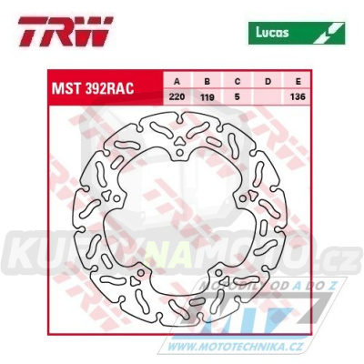 Kotouč brzdový TRW MST392RAC (220/119/5D) - zubatý desing - BMW HP4 1000RR / 12-16 + S1000R / 17 + S1000RR / 09-19 + S1000XR / 15-19