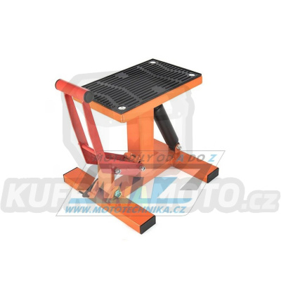 Stojánek MX Bike Lift Hydraulic (stojan pod motocykl) s kovovou pogumovanou deskou a hydraulickým tlumičem - oranž