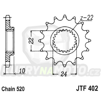 Řetězové kolečko JT JTF 402-16RB 16 zubů, 520 pogumované
