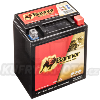 baterie gelová 12V, YTX14AHL-BS/YB14L-A2, 14Ah, 185A, BANNER Bike Bull GEL 134x89x166