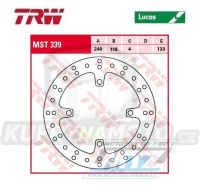 Kotouč brzdový TRW MST339 (240/115/4D) - Kawasaki KX125 / 03-08 + KX250 / 03-08 + KXF250 / 04-19+21-24 + KXF450 / 06-18 + KLX450R / 08-21 + Suzuki RMZ250 / 04-06