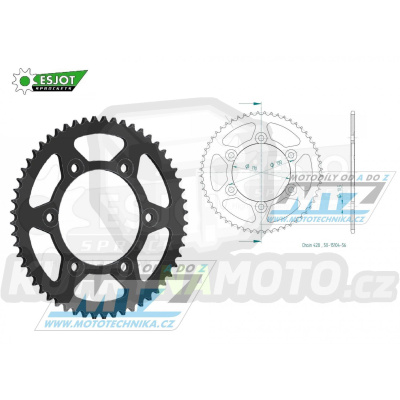 Rozeta ocelová (převodník) 15104-56zubů ESJOT 50-15104-56 - Kawasaki Z125 / 18-23 + Ninja 125 / 19-23