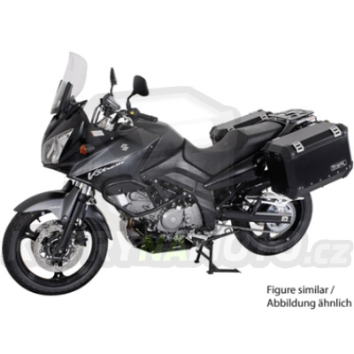 Sada TraX Adventure 45 a 45 stříbrné boční kufry a nosič držák boční kufry SW Motech Suzuki DL 1000 V – Strom 2001 - 2007 WVBS KFT.05.158.50100/S-BC.15952