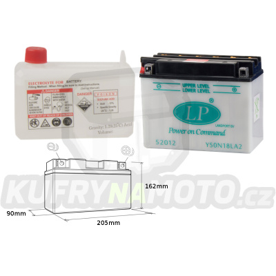 LANDPORT baterie Y50-N18L-A2 12V 20AH 206X91X164 (G50N18LA2) (s elektrolytem)