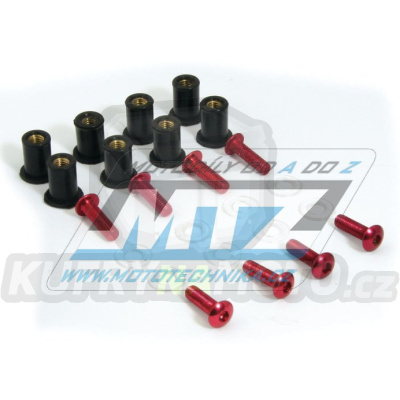 Šrouby a matice pro montáž plexi štítu M5x15mm (sada 8ks) - červené