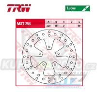 Kotouč brzdový TRW MST254 (220/58/5D) - Aprilia Sportcity+SR + Benelli Adiva125 + Beta Eikon + Derbi Boulevard + Gilera Runner+FX125+VX125+FXR180+VXR + Piaggio NRG50+TPH80+SKR125+SKR150Skipper