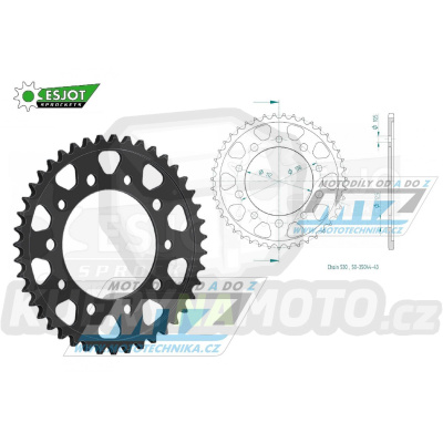 Rozeta ocelová (převodník) 1871-43zubů ESJOT 50-35044-43 - Yamaha YZFR6 / 99-02 + YZF-R6
