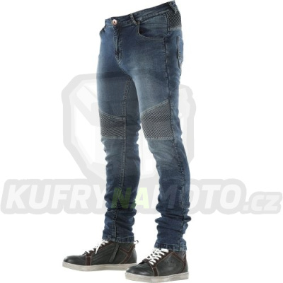 Kevlarové moto kalhoty OVERLAP CASTEL STONE WASHED JEANS modré
