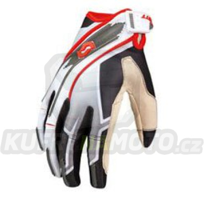 Rukavice Scott 450 Race - šedo-bílo-červené (velikost XXL)