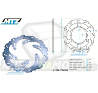 Kotouč brzdový MTZ - zubatý desing Wave (vnější průměr 270mm) - Yamaha YZ125+YZ250 / 17-26 + YZF250+YZF450 / 16-26 + WRF250 / 17-26 + WRF450 / 16-26 + YZ125X+YZ250X+YZF250X+YZF450X + Fantic XX+XXF