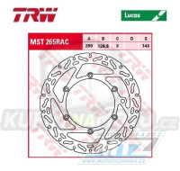 Kotouč brzdový TRW MST265RAC (260/126,5/6D) - KTM SX+SXF+EXC+EXCF+EXCR+GS+MXC+LC4+SC+SMR+SXS+SXC+XC+XCF+XCW + Husaberg FE+FS+FX+FC+TE + Husqvarna FC+FE+TC+TE