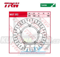 Kotouč brzdový TRW MST203 (296/144/5D) - kulatý design - Honda VT500C Shadow+VT600Shadow