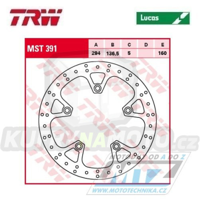 Kotouč brzdový TRW MST391 (294/136/5D) - BMW K1200GT / 06-08 + K1300GT / 09-11