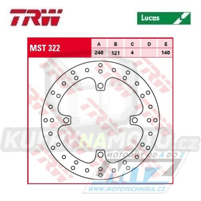 Kotouč brzdový TRW MST322 (240/122/4D) - Suzuki RMZ250 / 07-24 + RMZ450 / 05-24 + RMX450Z / 10-19 + Honda CR125 / 98-01+CR250 / 97-01