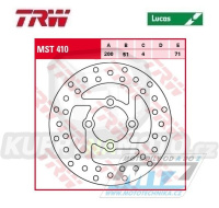 Kotouč brzdový TRW MST410 (200/51/4D) - Yamaha YFZ450 / 06-14 + YFZ450R / 09-14 + YFM700R Raptor / 06-24