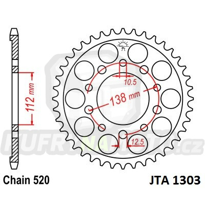 Hliníková řetězová rozeta JT JTA 1303-48 48 zubů, 520