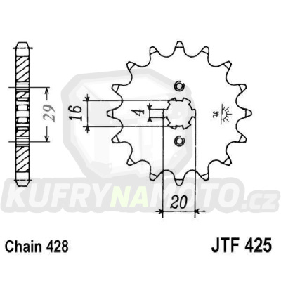 Řetězové kolečko JT JTF 425-15 15 zubů, 428