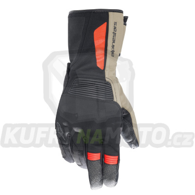 rukavice DENALI AEROGEL DRYSTAR, ALPINESTARS (černá/khaki/červená fluo) 2024